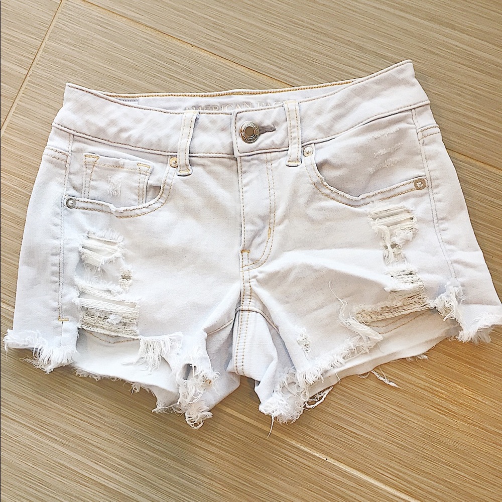 AEO Distressed Midi Denim Shorts 2 Super Stretch